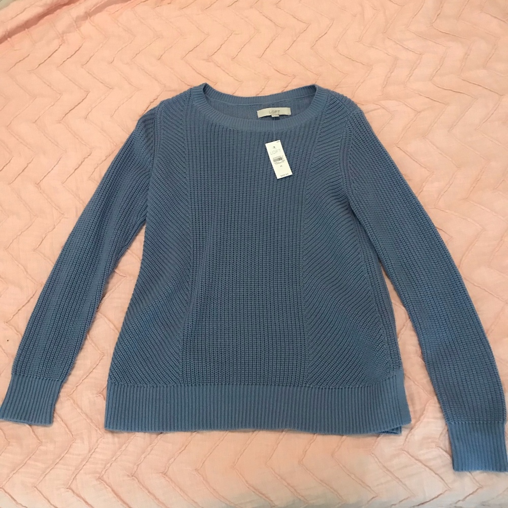NWT LOFT Blue Scoop Neck Sweater